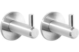 Kon-fort Home Colgador Toalla Baño 2 Unidades, Diseño Acero Inoxidable AISI 304, Cepillado Mate con Tornillo.