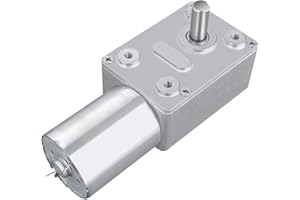 WALFRONT DC 12V Moteur Electrique de Réduction Réversible Turbine à Couple Elevé Boîte à Engrenages à Vis sans Fin, Moto Reducteur 12V (5RPM)