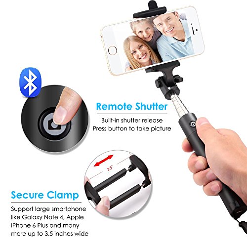 Power Theory Bluetooth Selfie Stick mit 20 Stunden Akkulaufzeit - Kabellose Wireless Selfie Stange fÃ¼r iPhone X 8 7 Plus 6s 6 SE 5S 5 Samsung Galaxy Android S8 S7 Edge S6 S5 S4 Note Mini Smartphone - Universal Monopod Stab