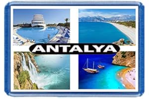 DOTTSMUSIC Antalya - Postcard-Style Design - 7cm x 4.5cm - Novelty Turkey Tourism Fridge Magnet.