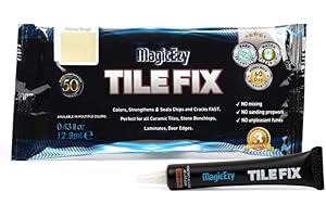 MagicEzy Mocowanie płytek: mocny wypełniacz naprawczy zarysowań do naprawy pęknięć - rozdrobnione, popękane, porysowane płytki porcelanowe - wypełniacz szczeliny w płytkach - (miodowy beż)