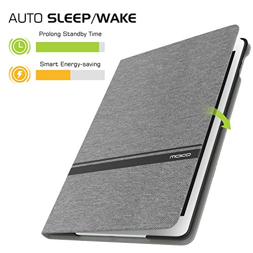 MoKo Hülle für Neu iPad 9.7 Zoll 2017 – Stoßfest Ledertasche Schutzhülle mit Auto Sleep/Wake up Funktion, Standfunktion und PC Bumper für Apple New iPad 2017 9.7″ Tablet, Hellgrau - 8