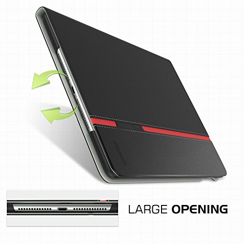 MoKo Hülle für Neu iPad 9.7 Zoll 2017 – Stoßfest Ledertasche Schutzhülle mit Auto Sleep/Wake up Funktion, Standfunktion und PC Bumper für Apple New iPad 2017 9.7″ Tablet, Schiefer Schwarz - 9