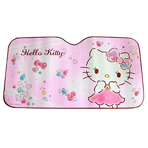 MFEIR Hello Kitty Pink Parasol Protector Solar para la Parabrisa Delantera del Coche Cubierta Protectora contra Rayos Ultravioletas para el Vehículo en Verano