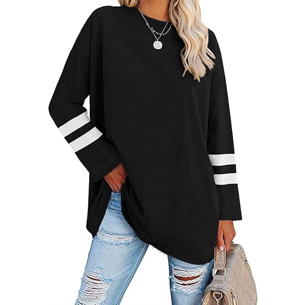 Ebifin Shirt met lange mouwen vrouwen ronde hals lange mouwen shirt vrouwen lange mouwen shirt basic tuniek tops, Grijs, XXL