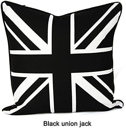 JUBILEEHOMEWARE Union Jack 100% Cotton Cushion Covers,Sofa Cases Couch Pillow 18"x18" Piped Edge (BLACK and WHITE)