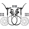 Hydraulic Brake Set Mountain Bike Hydraulic Disc Brakes, Front 800Mm Rear 1600Mm Hydraulic Brake Set Aluminum Alloy Oil Brake For E-bike(Black)