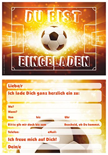 12 Stück (11+1) Fussball Einladungskarten zum Kindergeburtstag / Geburtstagseinladungen Jungen Mädchen Kinder Einladungen Fussballparty Einladungstext Vorlagen Feuer Ball Geburtstag Karten Set - 4