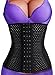 FLYCHEN Women's Waist Trainer Lingerie Cincher Elastic Steel Bones Corset Black UK 10-12(L)