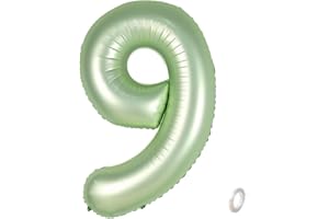 Balorise 40 Zoll Aluminium Luftballon Grün Zahl 9, Helium Unterstützt, Ballon Nummer 0-9, 10-100 (101cm), große Folienballons Dekoration für Geburtstagsfeier, Hochzeit, Jubiläum