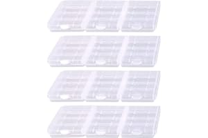 HOMEFUNTIME Battery Case AA/AAA Battery Holder Container Compact Portable Organizer Storage Case Insulative Plastic Clear Protective Battery Case for Travelling/Home/Office/School/Garage(12 PCS)