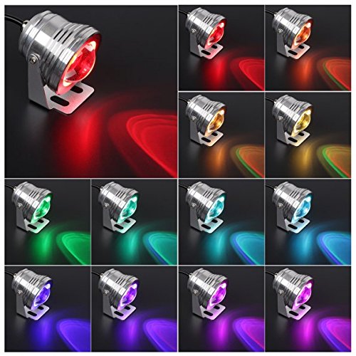 LTC ® 10W RGB Unterwasser LED Flutlicht Wasserdicht Gartenlampe Außenstrahler 12V DC für Aquarium Fountain Pool Brunnen mit Fernbedienung - 3