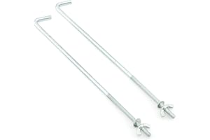 XICIKI 2 PCS 23x0.6cm Universal Car Battery Hook Clamp, Battery Holding Clamps Car Universal, Battery Motor Clamp Bolt Bracket, J Hook Battery Hold Down Bolts Professional Silver