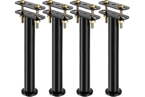 LUPATDY Lot de 4 Pieds de Lit Réglables en Hauteur de 25 à 42 cm - Kit de Renforcement pour Barre Centrale et Sommier à Lattes - Pieds de Support Robustes pour Cadre de Lit(Noir)