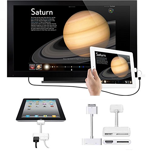 Zactech iOS 6.0 bis 9.3.5 Dock 30 Pin Stecker auf HDMI Charge Sync Video Audio Ausgang Kabel Adapter Unterstützung Apple iPhone 4 4S iPad 1 2 3 Full HD TV Projektor Monitor 1080p - 3