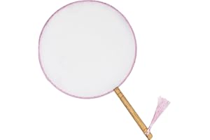 golshine Pink Round Hand Fan Chinese Style Hand Fan,Embroidery Hand Held Fan Traditional Translucent Palace Fan,Ancient Style Round Blank Silk Fan for Women, Dance, Wedding, Embroidery, DIY Painting