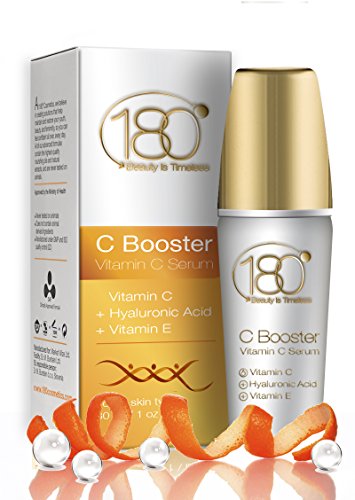 DEAL OF THE DAY - 180 Cosmetics C Booster - Vitamin C Serum with Hyaluronic Acid and Vitamin E - For Beauty Skin Care and Best Anti Wrinkle Treatment - 1 oz / 30 ml - New Year Deals