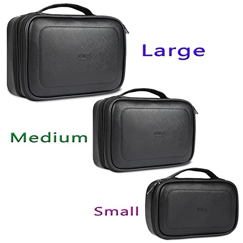BUBM Mehrfachfunktion Kabelorganiser Tasche Reisetasche mit Doppelschichten für Elektronische Zubehöre wie Netzteil, Maus und USB Stricks (3pcs, Schwarz-PU) - 8