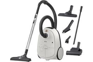 ‎AEG AEG AB61H6SW Staubsauger mit Beutel / hohe Saugleistung auf allen Böden / inkl. Zusatzdüsen / 50 % Recyclingkunststoff / ideal für Asthmatiker, Allergiker, Haustierbesitzer / 12 m Kabel / 850 W / weiß