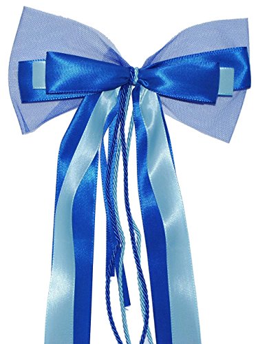 große 3-D Schleife - 24 cm breit u. 54 cm lang - Geschenkband / Geschenkschleife - blau hellblau - für Geschenke und Schultüten