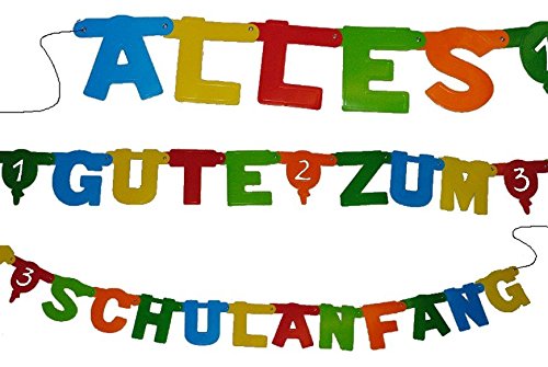 2 tlg. Set: Girlande “ Alles Gute zum Schulanfang “ + Girlande “ Schulkind “ für Kinder Party Schuleinführung Schule Fest Schulbeginn Deko - 2