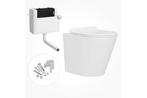 ROYAL BATHROOMS.CO.UK Modern Back to Wall BTW Rimless Pan Power Flush with Slim Seat Cistern
