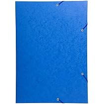 Chemise élastique 3 Rabats A3 - Carte Lustrée 600g/m² - Fabrication Française - Capacité 200 Feuilles - Bleu