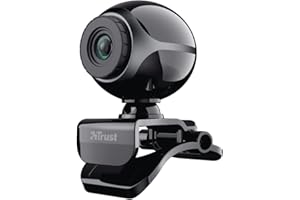 Trust Exis Webcam with Microphone and Smart Stand, Videocamera, USB Plug and Play, Web Camera for Video Calling, Skype, Teams, Zoom, PC, Computer, Laptop - Black