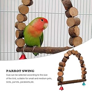 lossomly Set Jaula De Loro Juguete Colgante Columpio Colgante Soporte Puente Campana Cuerda Columpio Aves Juguetes, Jaulas Pequeñas Periquito Accesorios Decorativos Enhanced