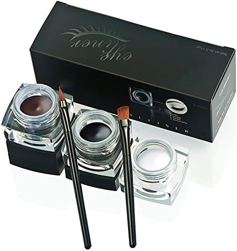 Waterproof 2 in 1 Gel Eyeliner-Fatetec Beauty Cosmetics Make Up Long-lasting Shadow Gel Cream Eye Liners with Makeup Eyebrow Brush Kit (Set9)