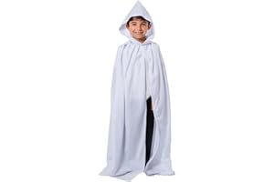 CHARLIE CROW Hooded White Cloak - Kids Costume - One Size: 7-9 Years (accesorio de disfraz)