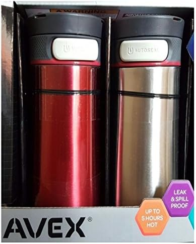 Avex Thermal Mug, 2 Pack Red and Silver