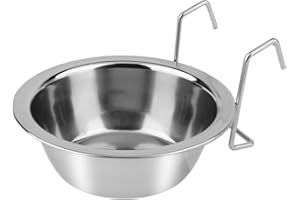 HYPEETY Pet Stainless Food Water Cup with Bolt Hooks For Pet Bird Crates Cages Coop Dog Cat Parrot Bird Rabbit Pet (Medium,13 * 8cm)