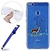 Produktbild Huawei P10 Lite Hülle,Silikon Case Motiv für Huawei P10 Lite,Morechioce Schön Weihnachten Serie Durchsichtig Schutzhülle [Stoßfest Kratzfeste],Ultra Dünn Merry Christmas Zweige von Elch Muster Weich Silikon TPU Kristall Flexible Gel Case Defender Bumper für Huawei P10 Lite + 1x Blau Stylus Stift
