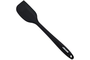 ARCOS Espátula de Silicona Plana, Rectangular y Flexible de 280 Mm para Girar, Mezclar y Despegar Alimentos en Cocina. Lengua de Silicona Profesional. Color Negro