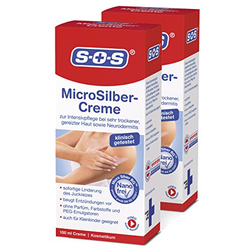SOS MicroSilber Creme (2er Pack) - Zur Pflege bei Neurodermitis und trockener Haut (2x100ml)