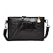 Produktbild Subfamily® Frauen Fashion Handtasche Krokodil Muster Schultertasche Kleine Tote Damen GeldbörseKreditkartenetui Geldklammer Elegant Retro Kleine Damentasche (Black)