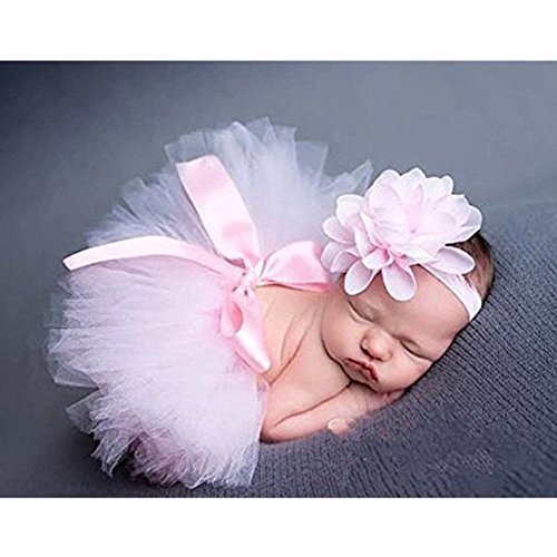 Binlunnu Newborn Baby Photography Props Boy Girl Crochet Costume Outfits Tutu Skirt Headdress