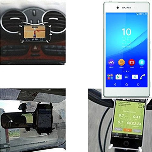 Car holder &amp; stand for Sony Xperia Z3+, black „Spider“. Air vent mount bracket rearview mirror, bicycle holder etc. Tripod - K-S-Trade