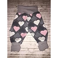 Süße Sweathose Schlupfhos Baby-Hose Pumphose newborn Mädchen Gr. 68-80 Herzen rosa-grau