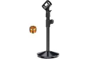 Asta Microfono, Ohuhu Asta Microfono Scrivania con Morsetto Regolabile a 180 °, Adattatore in Metallo da 3/8" - 5/8" Femmina, Supporto Microfono da Tavolo Compatibile con Blue Yeti e Altri Microfono