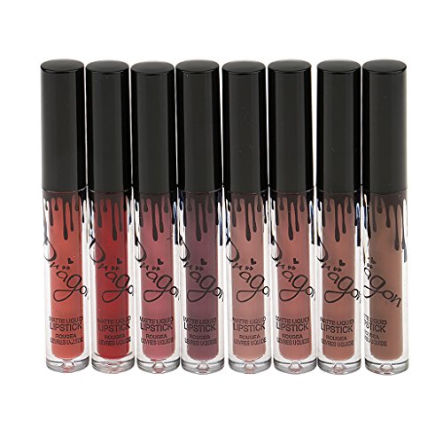 MagiDeal Matt Lipgloss Set mit 8 Farben Wasserdicht Dauerhaft Lippenstifte – Makeup Lipstick – #1 – #8 - 9