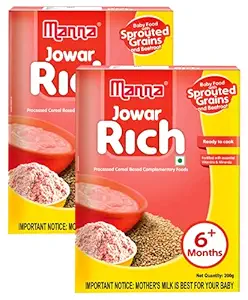 Manna Baby Cereal 400g | Baby Food (6+Months) Sprouted Jowar with Beetroot Powder | 100% Natural Health Mix | Infant Food (200g x 2 Packs)