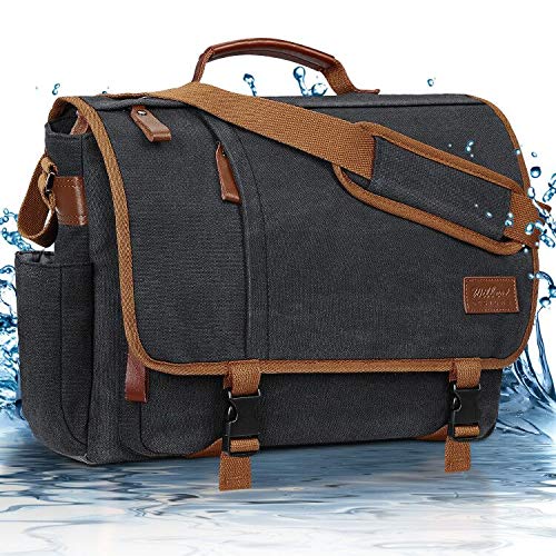 Borsa Porta Pc 15.6 Pollici Idrorepellente,Wilbest® Borsa del Portatile in Tela con PVC, Tracolla Regolabile, Spallina, Manico in Pelle PU per Donna Uomo,Borsa per Laptop per Viaggio Lavoro Università