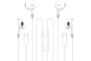 WETSKY Auriculares USB C para iPhone 16, 2 Pack Auriculares con Cable Tipo C, Auriculare In Ear Cancelacion Ruido con Micrófono y Control de Volumen para iPhone 16 15 Pro MAX, Samsung Galaxy S25 S24 S23