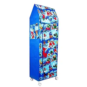 Ebee Babys Fabric 6 Shelves Printed Wardrobe (Blue) - 6B6