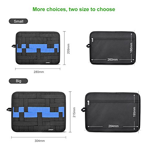 Organizer Tasche UGREEN Tragbare elektronische Organisationssystem 300*210mm Reise Organizer Tasche für Zubehörteile wie Kabel Kopfhoerer Akku WFI Remote, 8″ Zoll Tablet, iPad mini und mehr - 7