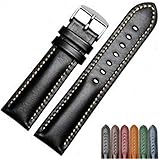 18 20 22 Mm Handgefertigtes Leder Schwarz Braun Blau Grün Armbanduhr Band Strap Gürtel Silber Poliert Für Seiko Rolex Rot 20mm