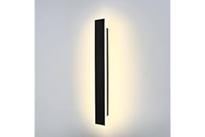 ZTWLEED Aplique Pared Interior LED,12W Lampara de Pared Moderna 3000K/4000K/6000K para Sala de Estar Pasillo Escaleras Apliques pared Dormitorio,40CM Negro 110-240V