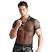 Produktbild Herren T-Shirt mit Polokragen aus Netz & Wetlook S - XXL Schwarz Transparent Svenjoyment Underwear Größe Large